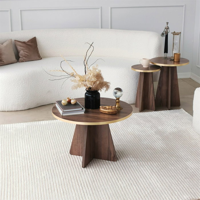 Hanah Home Mesa de Centro Mushroom Gold y Walnut